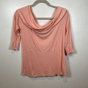 Belle And Sky Women's Size L Pink Cowl‎ Neck Cotton Long Sleeve Blouse